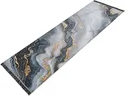 ZRYSMY Washable Runner Rug Abstract Swirling Marble Golden 2’ x 6’ Non-Slip Floor Carpet Runner Rug for Hallways Kitchen Laundry Room Bedroom Floor Carpet Runner- Soft Thin Mat for Family Pet