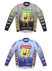 Supreme SpongeBob SquarePants Castelli L/S Cycling Jersey Black Blue Size M
