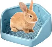 LeoLeozz Small Animal Litter Box | Cage Corner Toilet Pan Bunny Litter Box | Removable Wire Design Pet Litter Pan Small Animal Potty Trainer Toilet for Bunny, Chicken (Pentagon Blue)