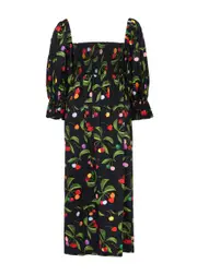 Borgo DE Nor Viona Printed Cotton Midi Dress - Black - 12 (UK12 / M) 12 (UK12 / M)