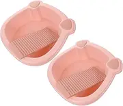 Toyvian 2pcs Washboard Basin Non Slip Household Clothes Washbasin for Hand Washing Delicate Items Compact Design for Laundry Dishes and Camping Cleanup