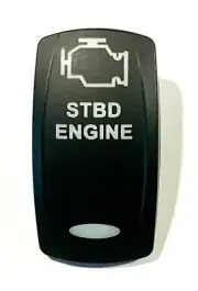 Carling Starboard Engine White Lighted Rocker Switch Cover Black (STBD)