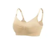 Womens Hands Free Breast Pump Feeding Bra Mum Underwear Pregnancy Nursing Bra Wire Free Maternity Bra-Natural