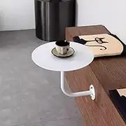 L-Type Round Bar Table Wall Mounted Coffee Table, Floating End Table for Sofa Living Room Desk for Dining, Kitchen, Cocktail Drink Table, Outdoor Side Table
