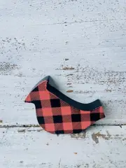 Red & Black Buffalo Check Cardinal Shelf Sitter