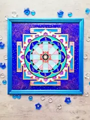 Sri Shani Saturn Yantra Hand-painted Vedic astrology Mandala art Vastu Healing