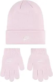 [Nike] Girls' Beanie & Gloves 2-Piece Set - Pink - One Size Fits All (7-16)