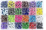 Hismo 24 Style 900 pcs Evil Eye Beads, Evil Eye Charms, Blue, White, Resin, Round, Small to Medium, 900 grams, CRAFT_BEAD