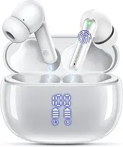 Wireless Earbuds Bluetooth Headphones 5.3,Bass Boosted Ear Buds 40H Playtime IP6 Waterproof Earbuds with LED Digital Display Charging Case,4 ENC Mics Earphones for Work Sports