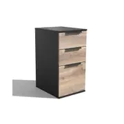 Modern Furniture TRIBECA 3 Drawer Filing Pedestal Cabinet - Warm Oak & Black