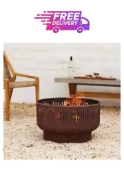Glow Heathcote Outdoor Fire Pit - Rustic Rust Finish FirePit - Free Shipping