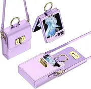 Case for Samsung Galaxy Z Flip5, Fashionable Luxury Backpack Style Case for Women Phone Protection, with Matching Phone Case (Purple,for Flip5)