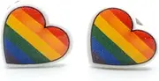 [Miniblings] Heart Sign Stud Earrings Peace Rainbow Love Pride Colourful LGBTQ+ Children's Jewellery Children's Earrings – Original Fashion Jewellery I Earrings Stud Earrings, 27mm, Plastic enamel