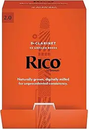 D Addario Woodwinds - Rico Bb Clarinet Reeds - Reeds for Bb Clarinet - Crafted for Beginners, Students, Educators - Strength 2.0, 50-pack