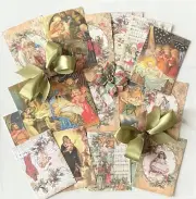 Christmas Scrapbook Christmas Junk Journal Card Kit With Bows, Rosette #CXC2