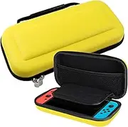 MisFun Carry Case for Nintendo Switch, Switch OLED Console Accessories, Case for Nintendo Switch with 10 Playing Card Slots, Protective Case Hard Travel Bag for Nintendo Switch, yellow