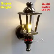 Black Carriage Sconce bright LED LAMP Dollhouse miniature light on/off battery
