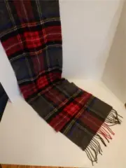 VIA CONDOTTI ROMA Scarf Plaid Italy Virgin Wool Soft 72x12 Red Gray - New W/Tags