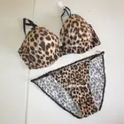 VICTORIAS SECRET 38D/L Love Cloud Push-Up Bra Set String Bikini Smooth Leopard