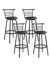 [Artiss] Leather Swivel x4 Bar Stools Kitchen Chairs in Black