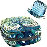 Period Bag,Sanitary Napkin Storage Bag,Fantasy Colored Tree Leaves,Tampon Holder for Purse