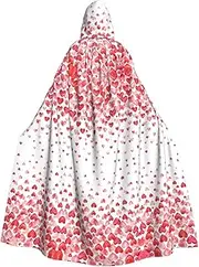Falling Red Hearts Print Hooded Grace Cloak For Women Men Halloween Cosplay Carnival Parties Themed Events, Black