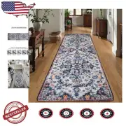 Low Pile Bohemian Indoor Runner Rug 2'8"x8' - Soft & Skin-Friendly for Entryways