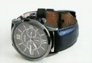 NEW FOSSIL GUNMETAL GRAY TONE,BLACK LEATHER BAND,CHRONOGRAPH WATCH BQ1131