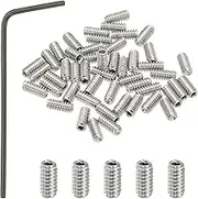 uxcell #4-40x1/4 Internal Hex Socket Set Grub Screws, 50 Pcs 304 Stainless Steel Cup Point Set Screw with Hex Key Wrench for Door Handles Bathroom Fixtures