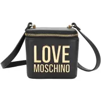 在飛比找Yahoo奇摩購物中心優惠-LOVE MOSCHINO 迷你款 金屬字母LOGO皮革肩背