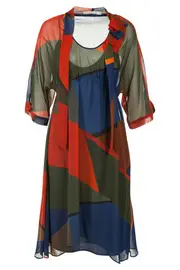 Eclipse Print Dress--HAM-91280A