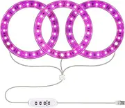 Grow Lights Full Spectrum Plant Lamp with 20 s 8H/12H/16H r 5 Dimmable Levels Height Adjustable USB an Ring Lamp for Succulents Pink 3 Pack