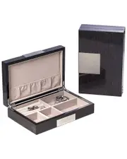 Bey-Berk Lacquered Steel Gray Wood Valet Box
