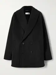 [SAINT LAURENT] SAINT LAURENT - Double-breasted Wool And Cashmere-blend Coat - Black - FR 40 FR 40 Black