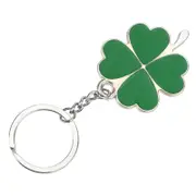5PCS Green Leaf Car Keychain Keyring Lucky Key Chain Purse Bag Pendants Steel Stainless Car Styling Four-leaf Clover Key Rings