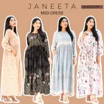 JABARA 中長連衣裙 JANEETA 孕婦友好型 LD 110 PB 130 橡膠手側口袋人造絲材料