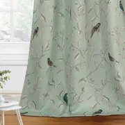 Blockout Curtains Living Room Birds Printed Vintage Curtain Draperies Thick Soft