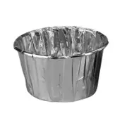 50Pcs Muffin Cups High Temperature Resistance Wrapping Edge Paper Souffle Pudding Ramekin Holders for Bakery Silver