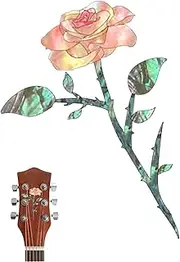 Stickers for Guitar,Rose Magnolia Bird Headstock Decal | Inlay Sticker for Guitar Headstock, Musical Instruments Decorations, Removable Rose Stickers for Guitars Bass