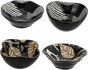OFFSCH 4Pcs Ceramic Condiment Dishes Elegant Appetizer Plates for Sauce Vinegar and Fruits with Beautiful Patterns for Family Gatherings