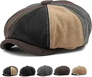 [Xinveen] Men's 8 Panel Newsboy Cap Vintage Tweed Cap Herringbone Cabbie Flat Cap