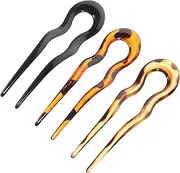 FRCOLOR French Hair Pin for Buns U Shaped 3pcs Hair Forks French Hair Pins Vintage Hair Bun Sticks Chignon Pin Women Updo Hair Accessories