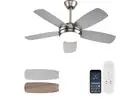 Ceiling Fans with Lights and Remote/APP Control,46" Flush Mount White-46in
