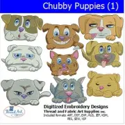 Embroidery Design Set - Chubby Puppies(1) - 9 Designs - 9 Formats - USB Stick
