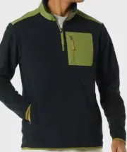 Amazon Essentials Men's Quarter-Zip Polar Fleece Jacket Black Olive Color Medium