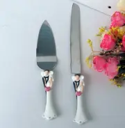 Bride Groom Wedding Anniversary Cake Cutting Silver Server Set, engrave yourself