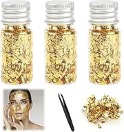 KARELLS Gold Foil Flakes 3 Bottles Gold Leaf Flakes, Gold Leaf Flakes
