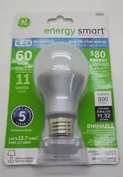 GE Lighting 89885 Dimmable 800 Lumen LED 60 W Replacement Energy Smart Bulb A19