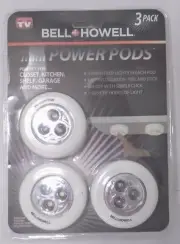New Bell + Howell Mini Power Pods Set of 3 LED LIGHTS Closet Kitchen Garage