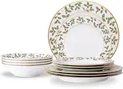 [Noritake] Holly and Berry Gold 12-Piece Set in Green/Red/White